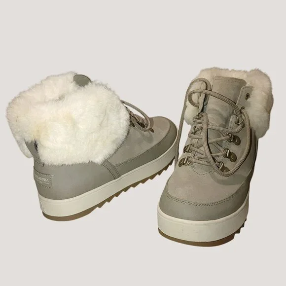UGG Womens Winter Boots Size 9 Koolaburra Faux Fur Lined Beige White - Picture 1 of 8